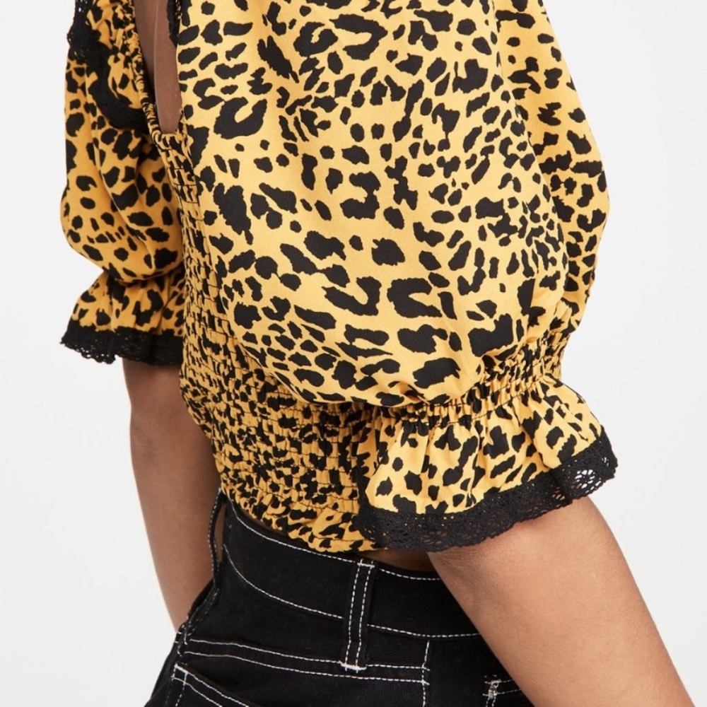 English Factory Ruffle Sleeve Leopard Print Top - Picture 5 of 5